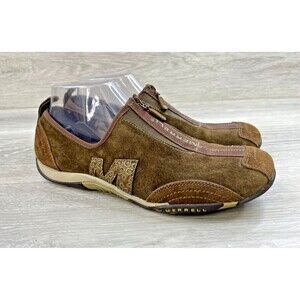 Merrell Barrado Women's Loafer Brown Leather 8.5 Zip Slip On Outdoor Trail Shoes
